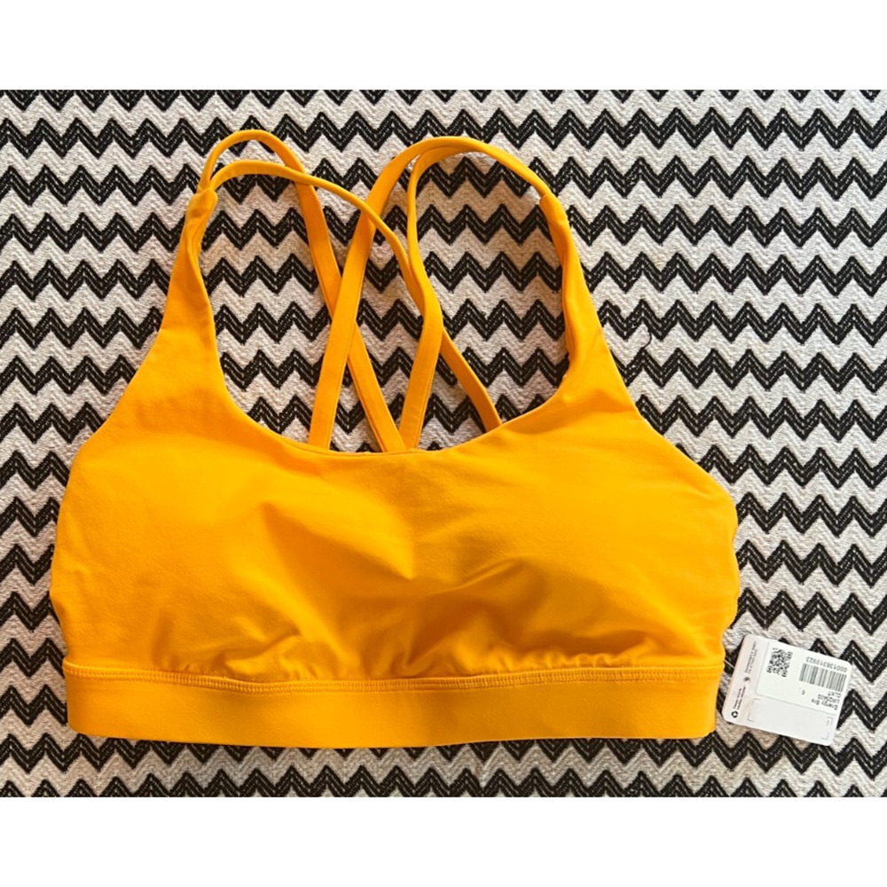 NWT Lululemon Energy Bra Medium Support B–D Cups Clementine CLNT Sz 6 Crossback